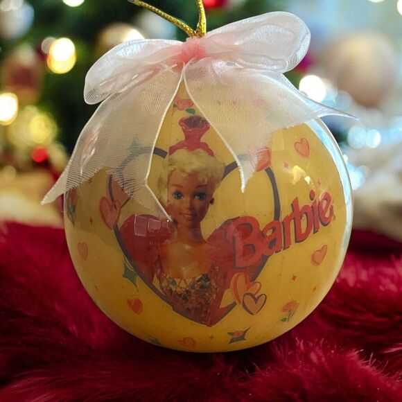 Vintage Barbie Holiday Christmas 1996 Ornament Pink Bow - Picture 2 of 4